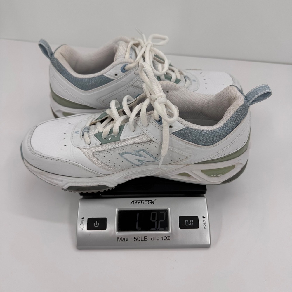 New Balance 855 Women's 8 Roll Bar White Blue Leather Walking Shoes - Picture 13 of 13